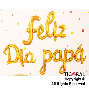 GLOBO METALIZADO FRASE FELIZ DIA PAPA DORADO X 1 (NO APTO HELIO)